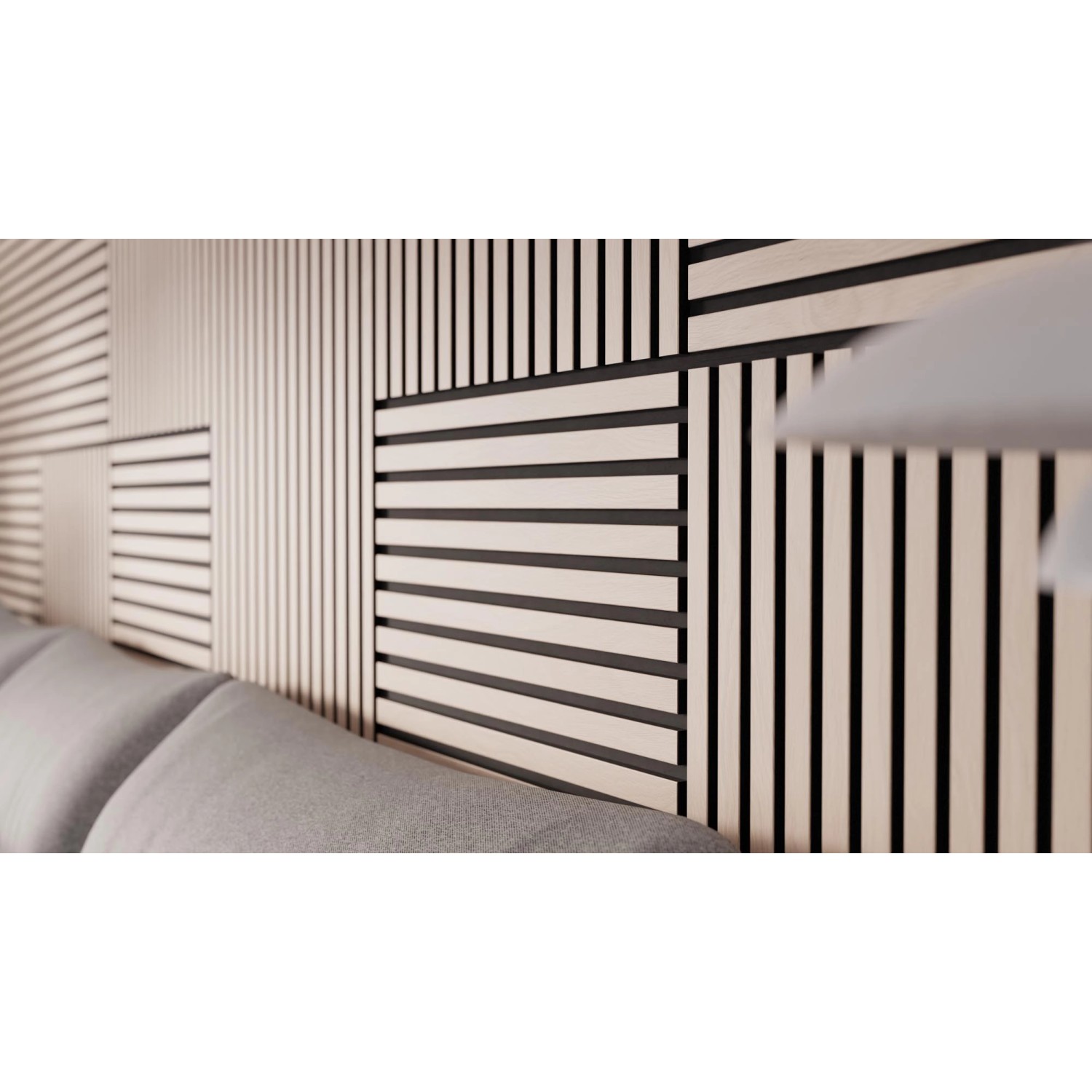 Akustikpaneel Eiche/Schwarz, 60cm, 2er Set zur Wandverkleidung für bessere Raumakustik.