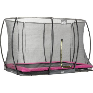 Rechteckiges EXIT Silhouette Bodentrampolin 244x366cm mit Sicherheitsnetz in Rosa.