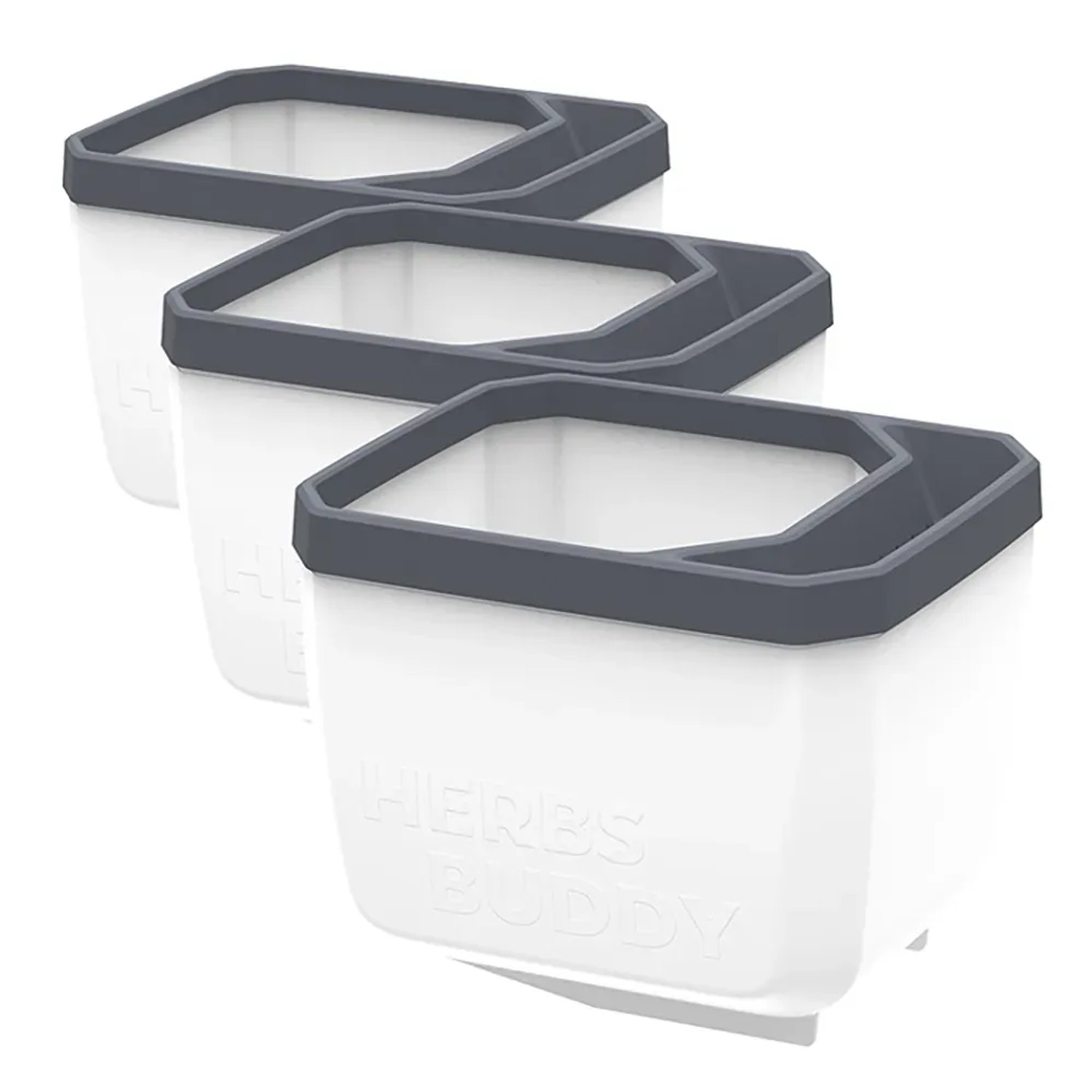 Gusta Garden Herbs Buddy Anzuchtgefäße, 3er Set, grau/weiß. Kräutertöpfe mit Wasserreservoir.