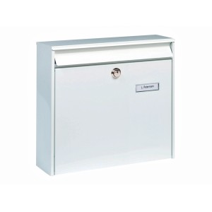 Weißer Burg Wächter Briefkasten Potsdam 877 aus Stahl, Querformat.