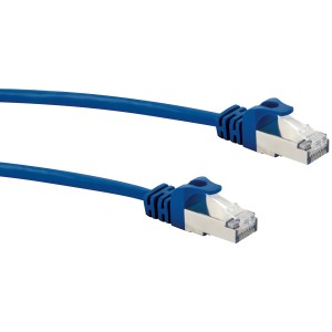 Blaues Schwaiger CAT 8 Netzwerkkabel (5m) mit RJ45 Stecker für Netzwerktechnik.