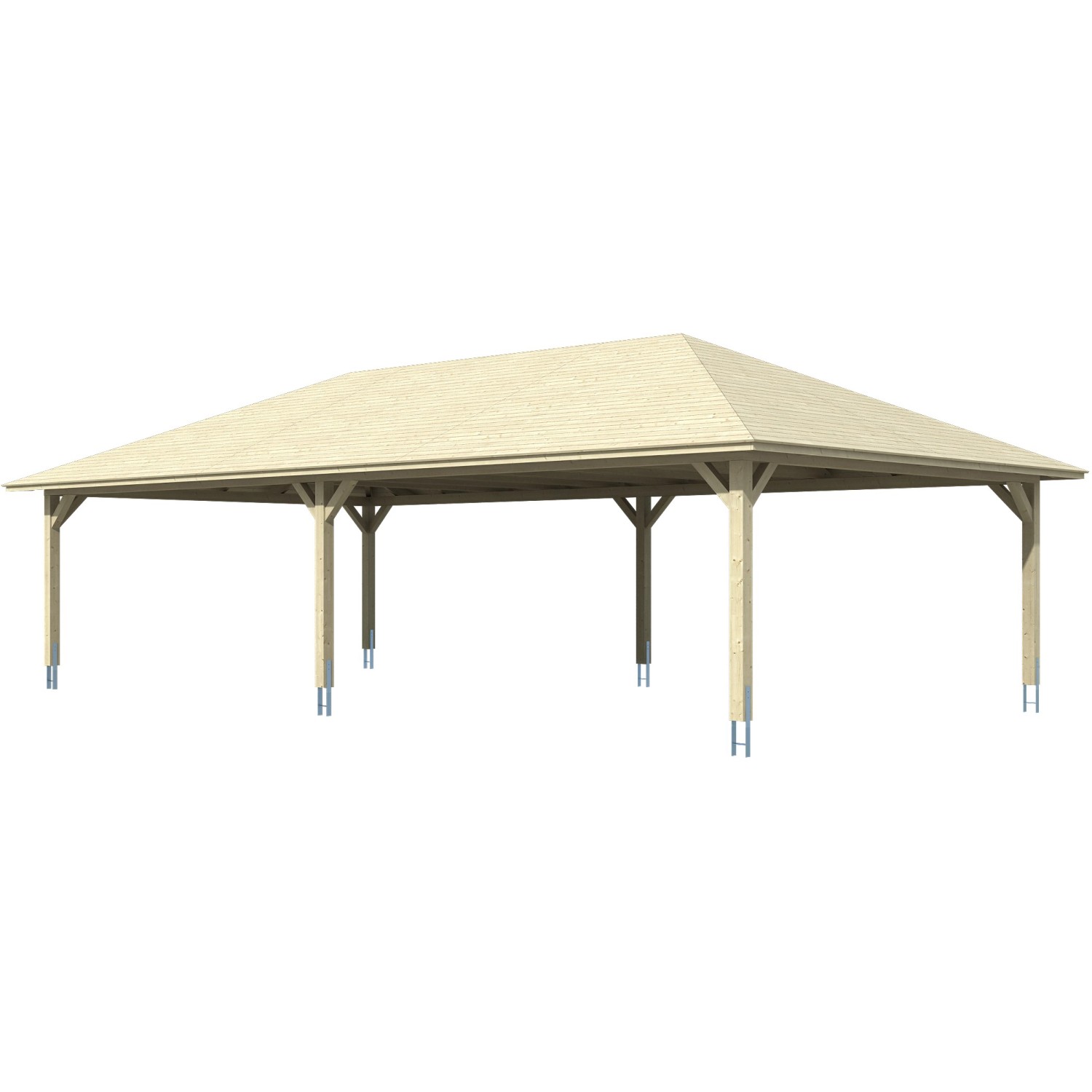 Skan Holz Carport Taunus, schiefergrau, 1176x634 cm, mit Zeltdach und Leimholzkonstruktion.