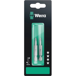 Wera Kreuzschlitz-Bit-Set PH1, 2 Stück, mit Torsionzone für längere Lebensdauer.