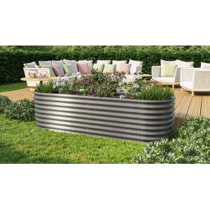 Vitavia Hochbeet Erweiterung stretched 630 Granit, 80x63cm, im Garten mit Bepflanzung.