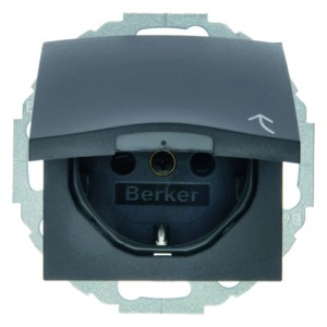 Berker Schuko-Steckdose S.1 anthrazit mit Klappdeckel