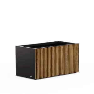 Herstera Garden Pflanzkübel Deco Planter, 50x100x50 cm, schwarz-natur, FSC®-zertifiziert.