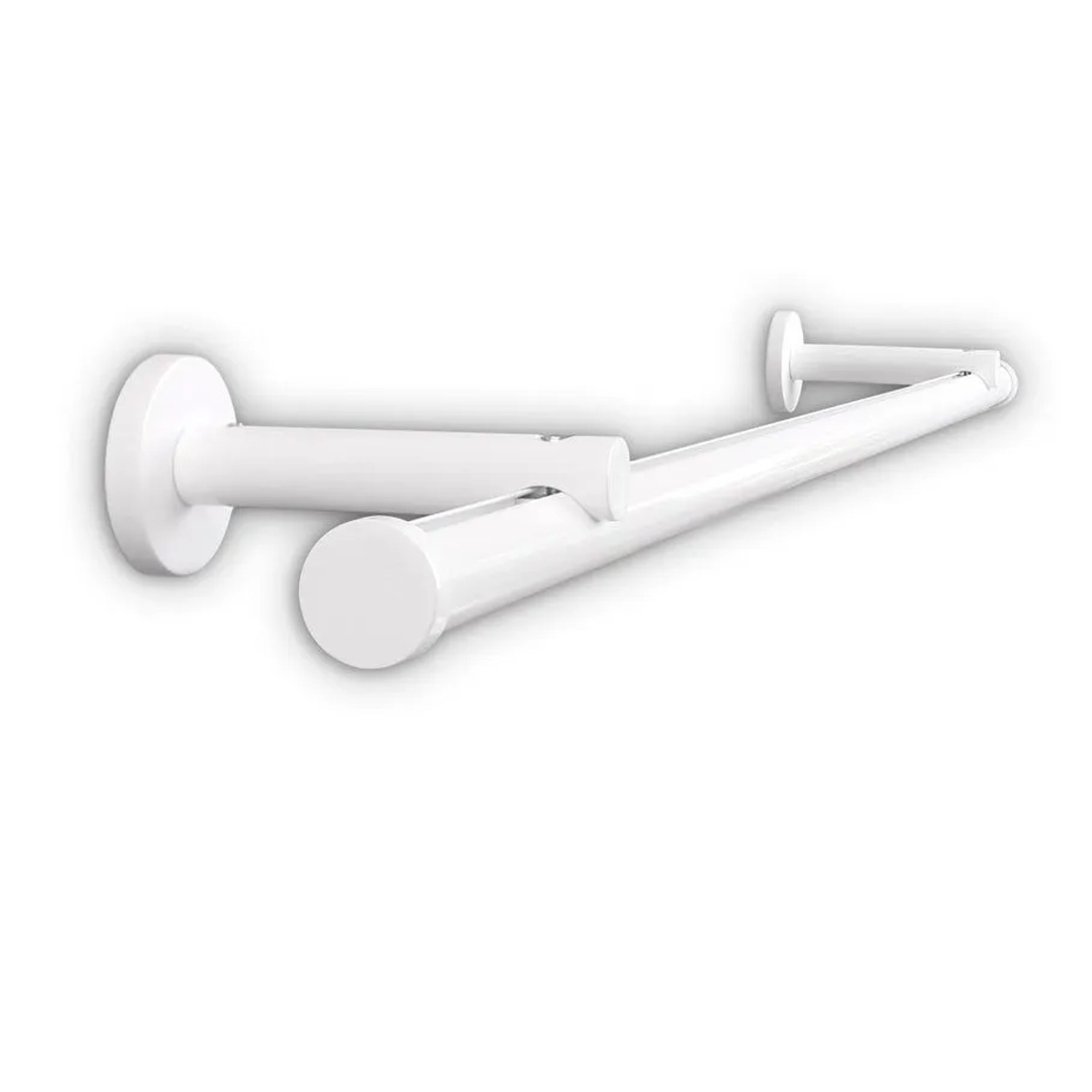 Weiße Deco-Raum Gardinenstange Innenlauf mit Kappen-Endstück, 20mm Ø, für Vorhänge. Modernes Design, Wandmontage.