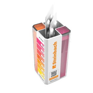 Steinbach Testkit für pH-Wert und Chlor/Brom mit Testgerät und Tabletten.