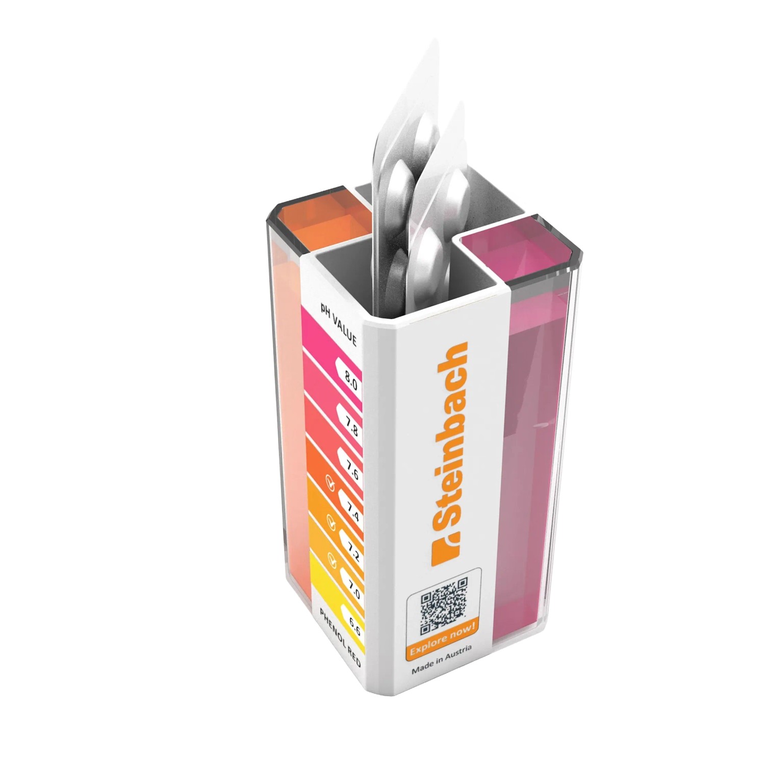 Steinbach Testkit für pH-Wert und Chlor/Brom mit Testgerät und Tabletten.