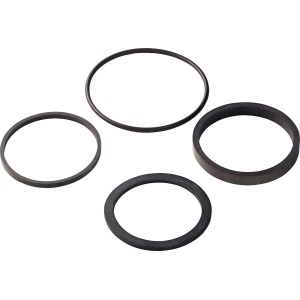 Dichtungs-Set für Siphons, bestehend aus 4 schwarzen Gummidichtungen in verschiedenen Größen.