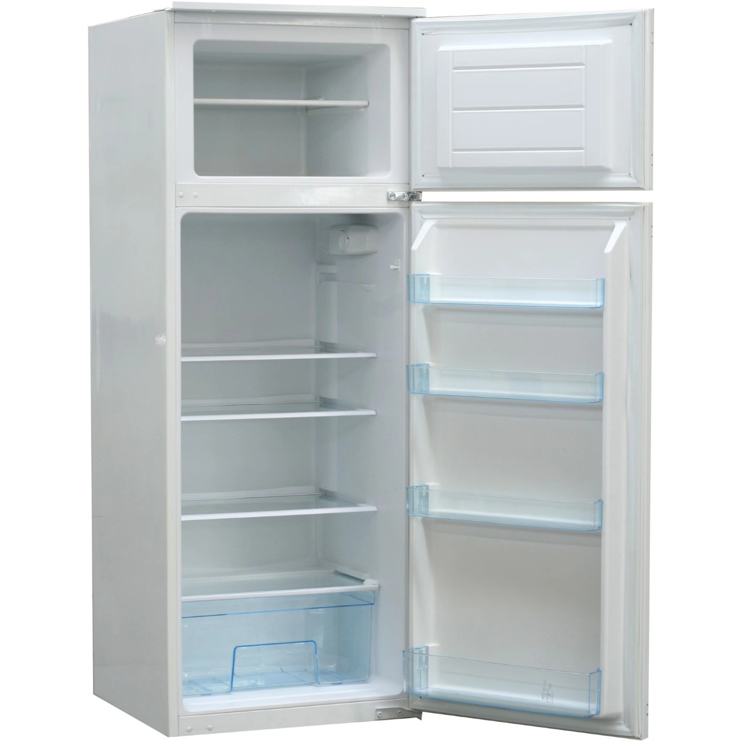 Offener, weißer Respekta Kühlschrank mit Gefrierfach, Teil der Küchenzeile KB310ESGCGKE.