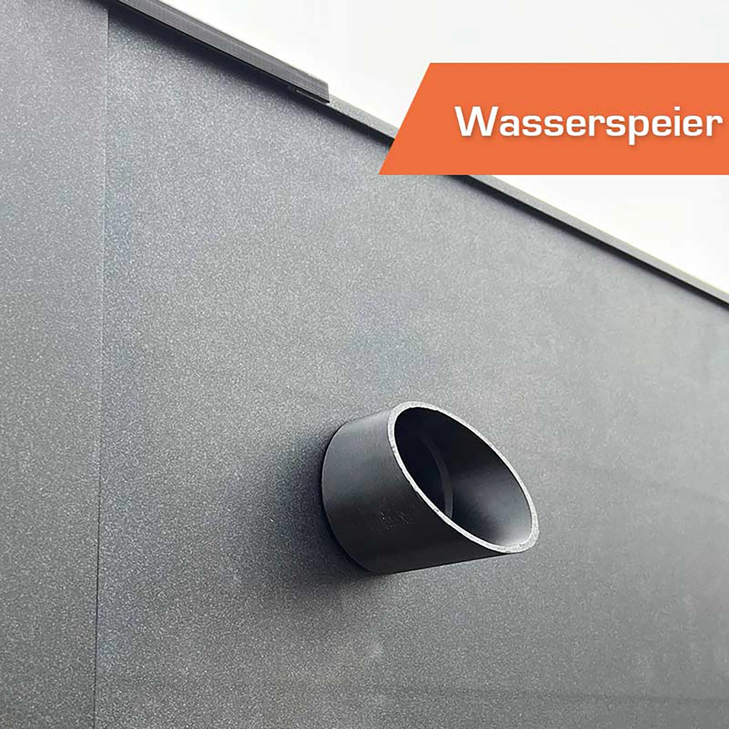 Detailaufnahme: SunElements Gartenhaus SunGarden Select, anthrazit-metallic, mit montiertem Wasserspeier.