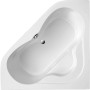 Weiße Eckbadewanne Lucia, 140 cm, Draufsicht. Ideal für kleine Bäder.