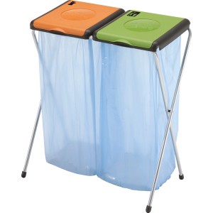 Gimi Müllsackständer Nature 2 für 2x 130 l Säcke mit farbigen Deckeln zur Mülltrennung.