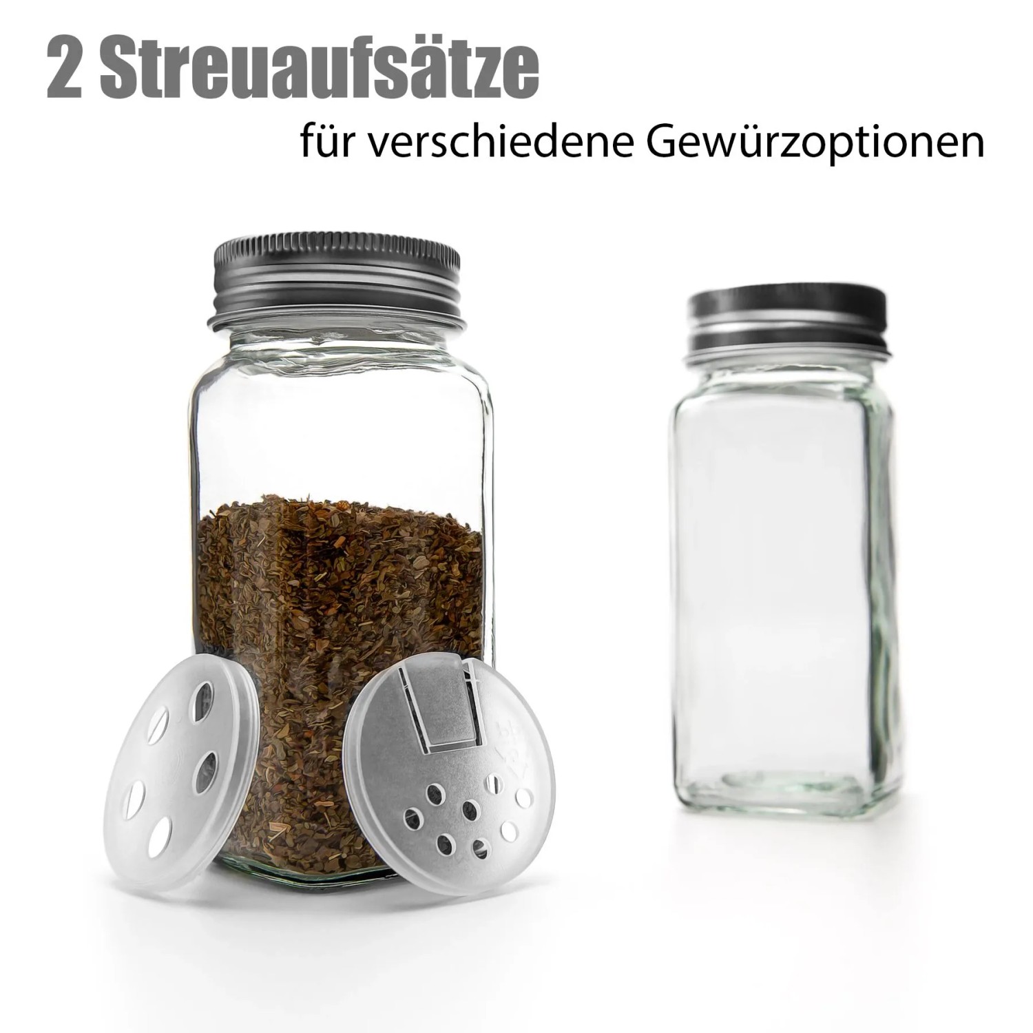 BigDean 12er Set Gewürzgläser Eckig Luftdicht Lebensmittelecht Mit Zwei Streueinsätzen Gewürzdosen kaufen bei OBI