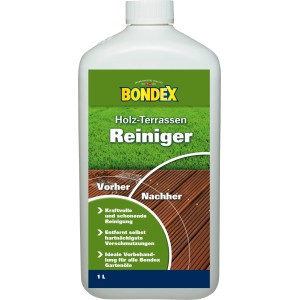 Flasche Bondex Terrassenreiniger 1L, farblos. Holzreiniger für Terrassen und Gartenmöbel.