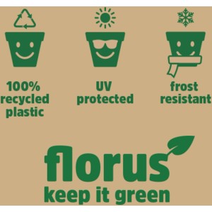 Florus Balkonkasten: Eigenschaften wie UV-Schutz, Frostbeständigkeit und recyceltes Material.