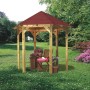 Kesseldruckimprägnierter Karibu Pavillon Alicante mit rotem Dach im Garten.