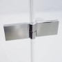 Detailaufnahme: Chrom-Scharnier einer Breuer Eckdusche Panorama mit Klarglas.