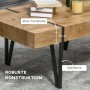 HOMCOM Couchtisch mit dicker MDF-Tischplatte in Naturholzoptik und schwarzen Metallbeinen im Industrie-Design.