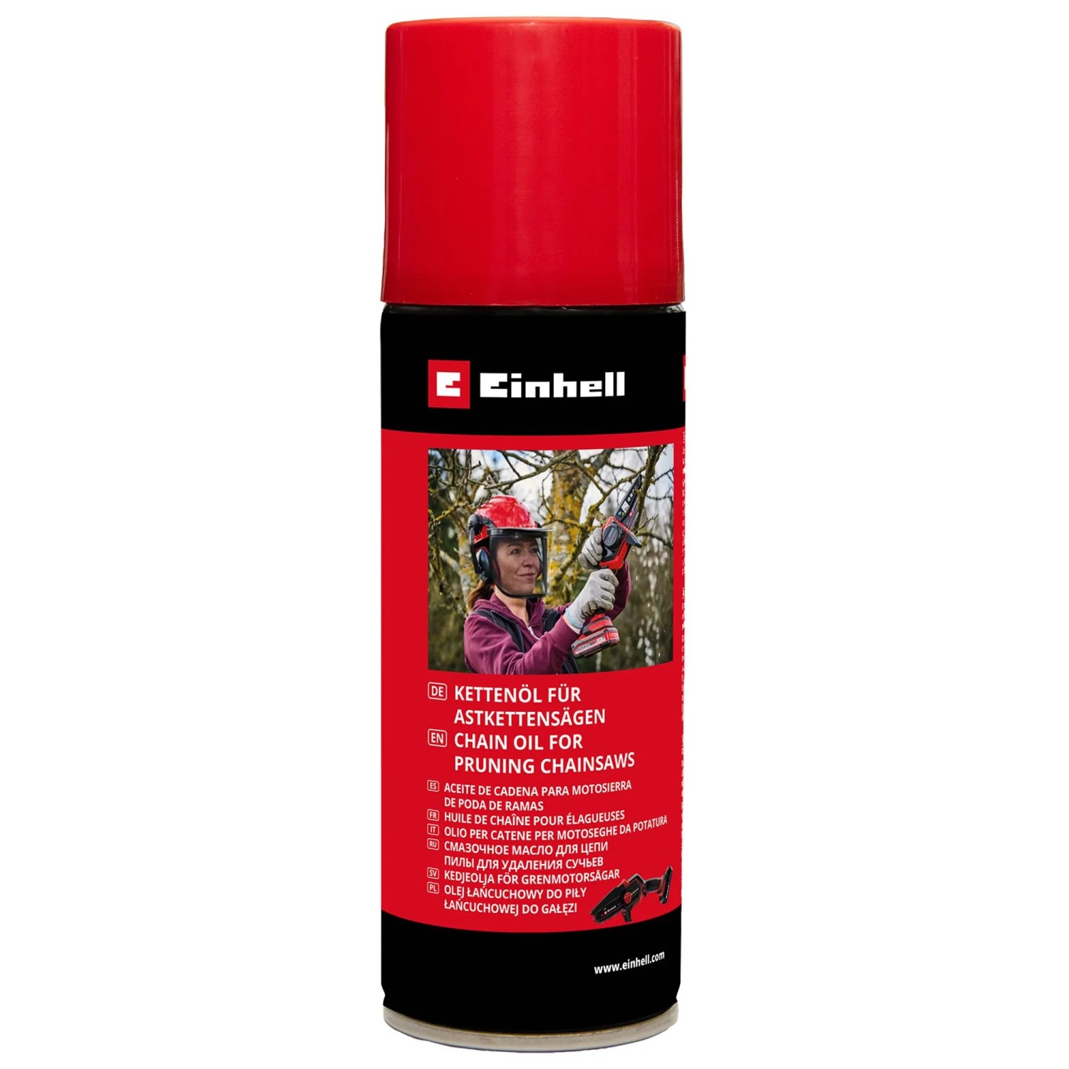 Einhell Kettenöl-Spray, 200ml, für Astkettensägen. Zubehör zur Pflege und Schmierung von Sägekette und Schwert.