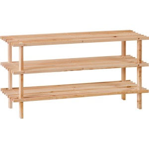 OBI Holzschuhregal HSR-9 mit 3 Etagen aus Kiefernholz für Flur, Diele, Abstellraum oder Keller.