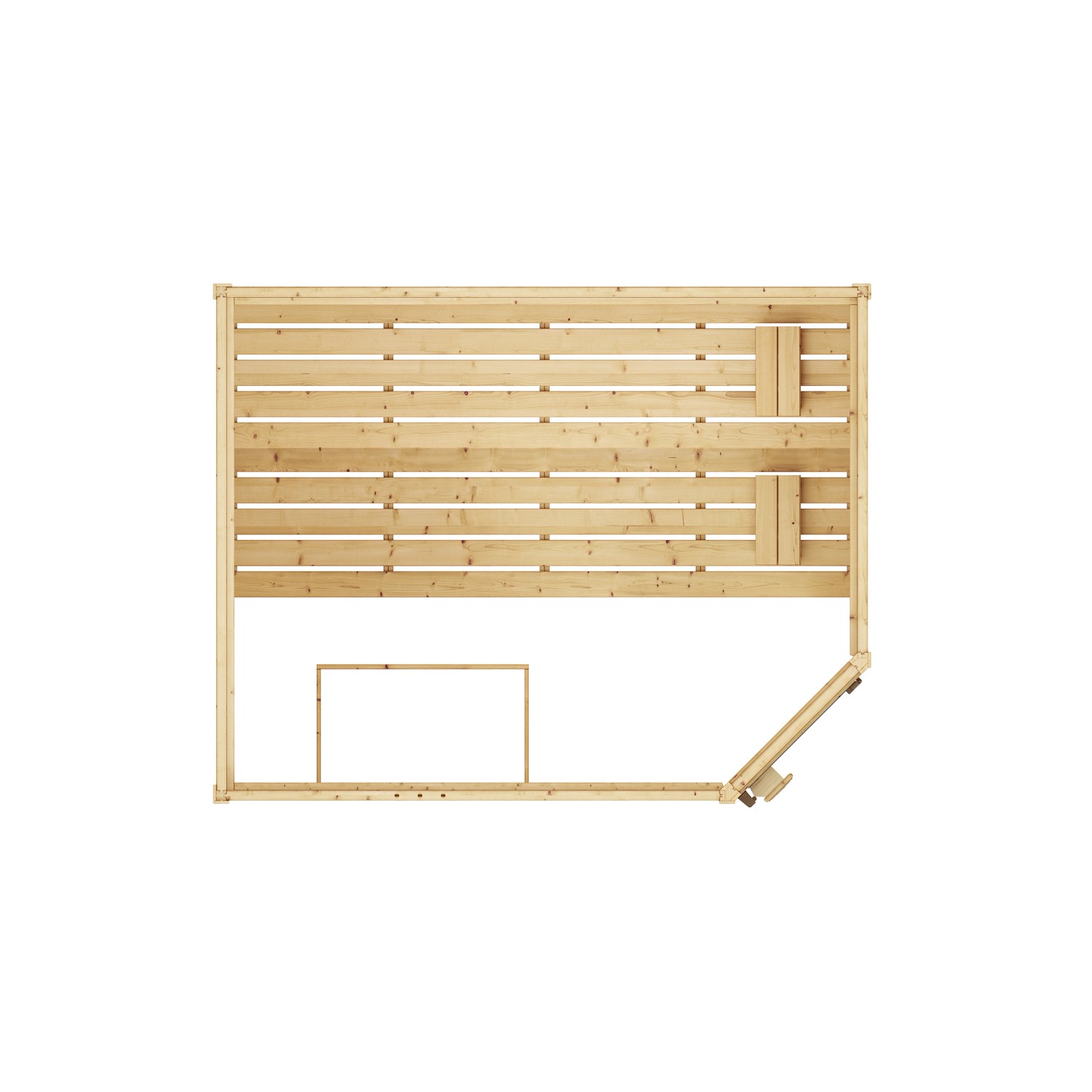 Weka Massivholzsauna Valida Eck, 38mm Fichte, Eckeinstieg, inkl. Glastür und Ofen Sparset