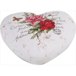 Deko-Herz mit Rosenmotiv 5 cm x 14 cm x 14 cm