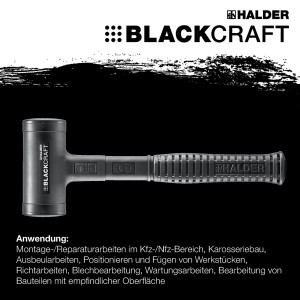 Halder Schonhammer Blackcraft, 40mm, mit Stahlrohrstiel und PUR-Ummantelung.