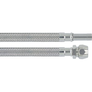 Flexibler Verbindungsschlauch, 10 mm x 300 mm, aus Edelstahl für Trinkwasserinstallation.