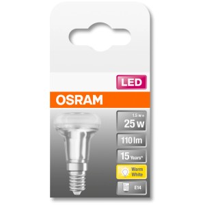 Osram LED-Lampe E14, 1,5W, warmweiß, 110 lm. Kompaktes Leuchtmittel für Wohnräume.
