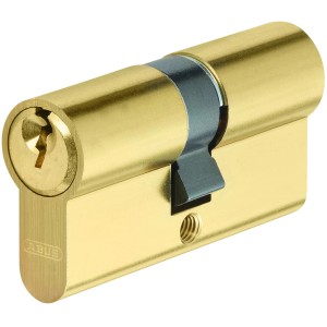 Abus Profilzylinder E50MM 30/35 Messing, Detailansicht des Schließzylinders.