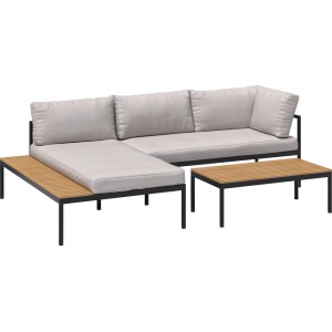 Lounge-Set Lankin 3-tlg. Aluminium Anthrazit-Beige ca. 230 cm x 170 cm