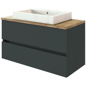 Held Möbel Waschtisch-Set Ferrara, 100 cm, matt Grau-Graphitgrau mit Aufsatzbecken.