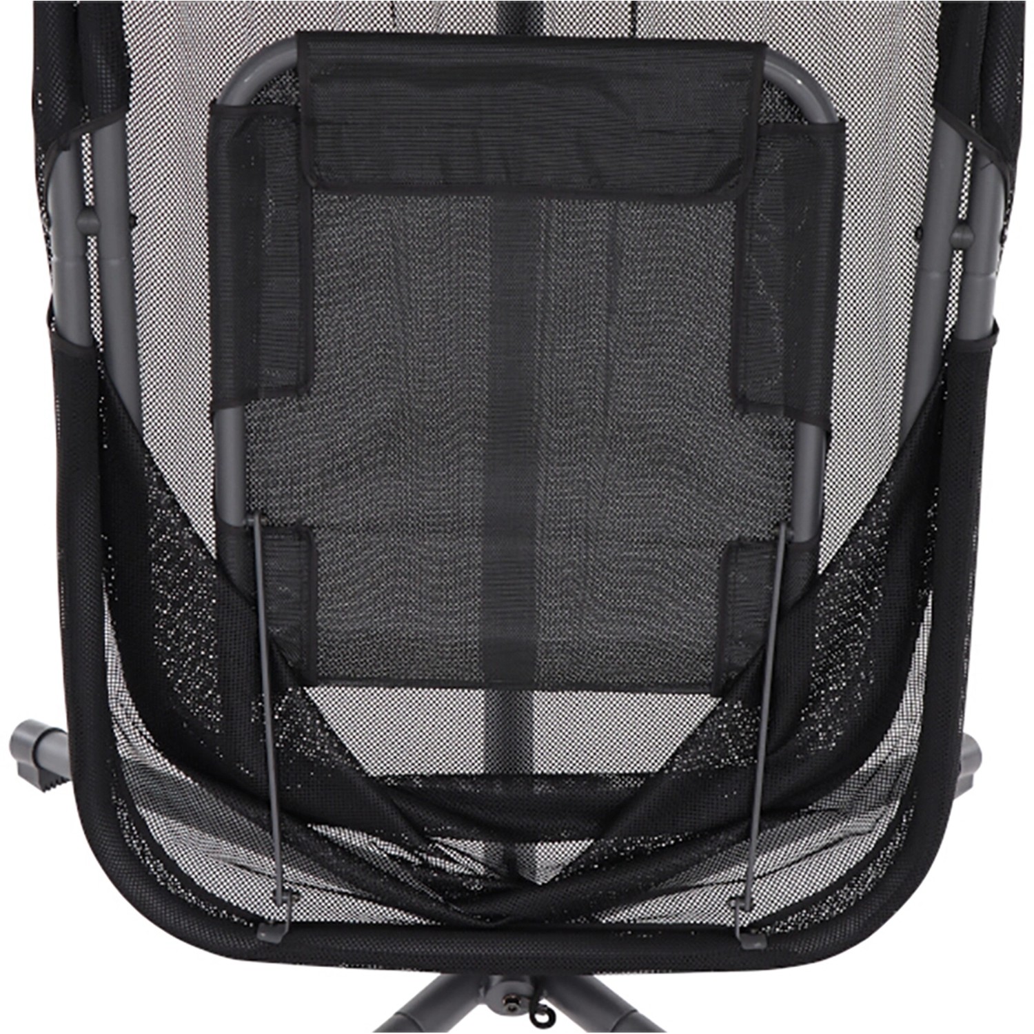 Detailansicht des schwarzen Siena Garden Hängesessels Yobaya mit Air Mesh Gewebe.