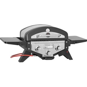 Jamestown Braxton Gas-Tischgrill mit 2 Brennern und Seitenablagen. Kompakter Gasgrill für Balkon und Terrasse.