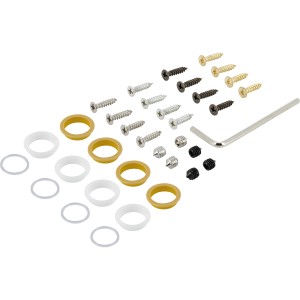 AnsaPro Zubehör-Set für Türschildgarnituren mit Schrauben, Distanzringen und Stiftschlüssel.