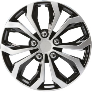 Cartrend Radzierblende Daytona, 15 Zoll, Schwarz-Silber, 4er-Set für Außenausstattung.