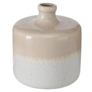 Boltze Vase Karmina Home, Ø 20 cm, creme-natur, aus Steingut für Innenräume.