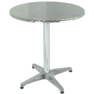 Runder, silberner Gartentisch (Ø 60 cm) von Garden Pleasure. Bistrotisch aus Aluminium mit robustem Gestell.