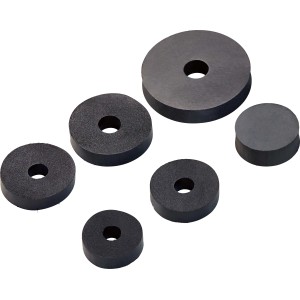 Zapfhahnscheiben-Set für Ventile, verschiedene Größen, Gummi, schwarz.