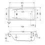 Technische Zeichnung Ottofond Whirlpool Atlanta Exklusiv 180x80 cm, Maße und Details.