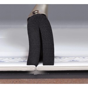 Unger WaterWand Bodenwischer 45 cm, schwarz, mit Moosgummi-Doppellippe zum Trocknen von Fliesen und Fugen.