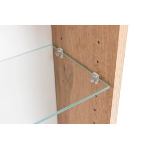 Detailaufnahme: Held Möbel Ancona Spiegelschrank 60 cm, Wotaneiche Dekor, Glasboden mit Halterung.