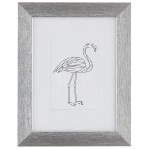 Kunststoff Bilderrahmen, 18x24 cm, Silber Metallic Look mit Passepartout.