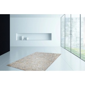 Teppich Masque 310, grau-silber, 120x170 cm, Lederteppich mit metallischen Akzenten.