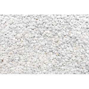 Weiße Carrara Marmor Zierkiesel (12-16 mm) als dekorativer Ziersplitt für den Garten.