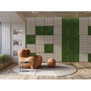 Wandpaneel Jangal Modular Wall Dark Green Moos, 52x52 cm, als Wanddekoration im Wohnraum.