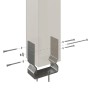 Detailaufnahme Aufschraubstütze für Skan Holz Terrassenüberdachung zur sicheren Verankerung.
