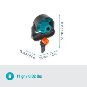 Gardena 6 in 1 Sprühdüse für Micro-Drip-Systeme, flexible Bewässerung mit 6 Sprühbildern.